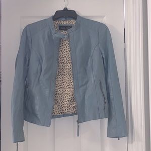 Powder blue leather jacket size medium